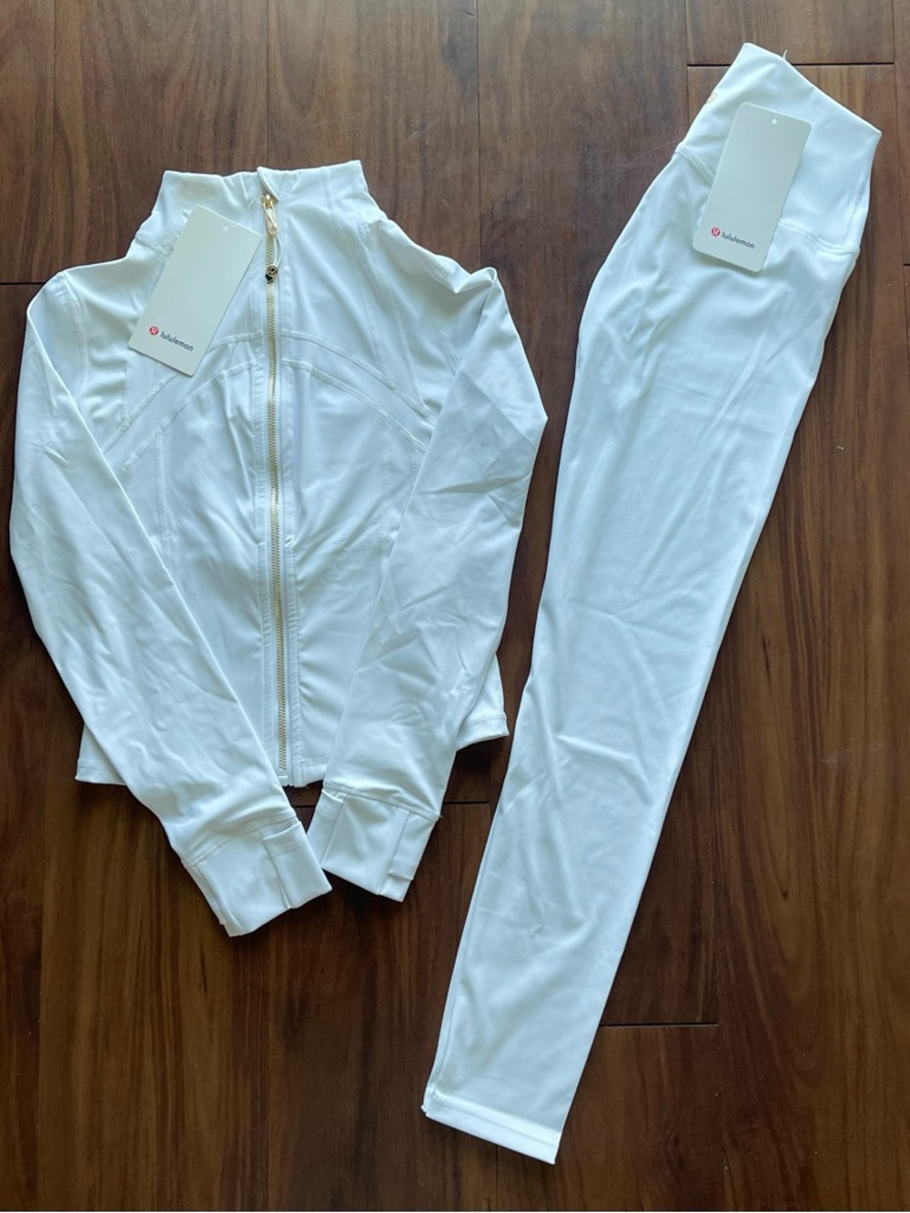 Lululemon White Define Jacket & Align Leggings Matching Set Size 8 - NWT
